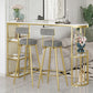 Glam Upholstered Dining Stools Round Bar Stools with Footrest