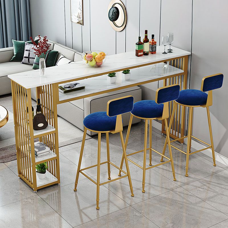 Glam Indoor Bar-Esstisch, rechteckiger Barhocker-Tisch aus Marmor