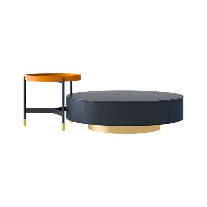 Metal Drum Coffee Table with Storage Round Cocktail Table in Black Clearhalo 'Coffee & Accent Tables' 'Coffee Tables' 'coffee_tables' 'furn' 'furn_coffee_tables' 'Furniture' 'Living Room Furniture' 1200x1200_57e25930-be0b-40b2-8115-6a0f57ab6866