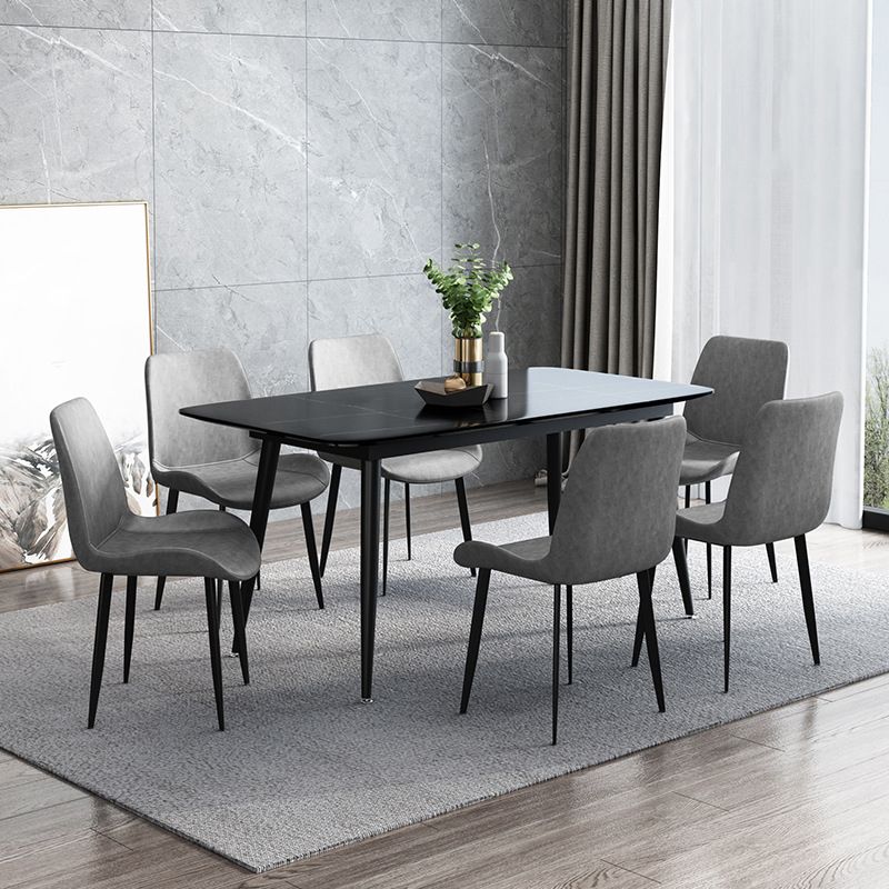Metal Industrial Rectangle Dining Table Black Sintered Stone Table with Metal Legs Clearhalo ' dining_table' 'Dining Tables & Seating' 'Dining Tables' 'furn' 'furn_dining_table' 'Furniture' 'furniture_dining_table' 'Kitchen & Dining Furniture' 'kitchen&dining_furn' 'kitchen' 'kitchen_dining_table' 1200x1200_57e3cd51-e1ff-4791-950a-c052eb35ca46