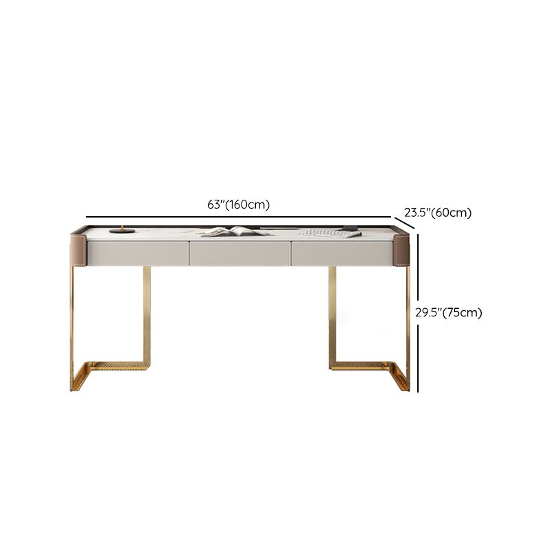 Glam Stone Writing Desk 29.53 Zoll großer Büroschreibtisch mit Schubladen
