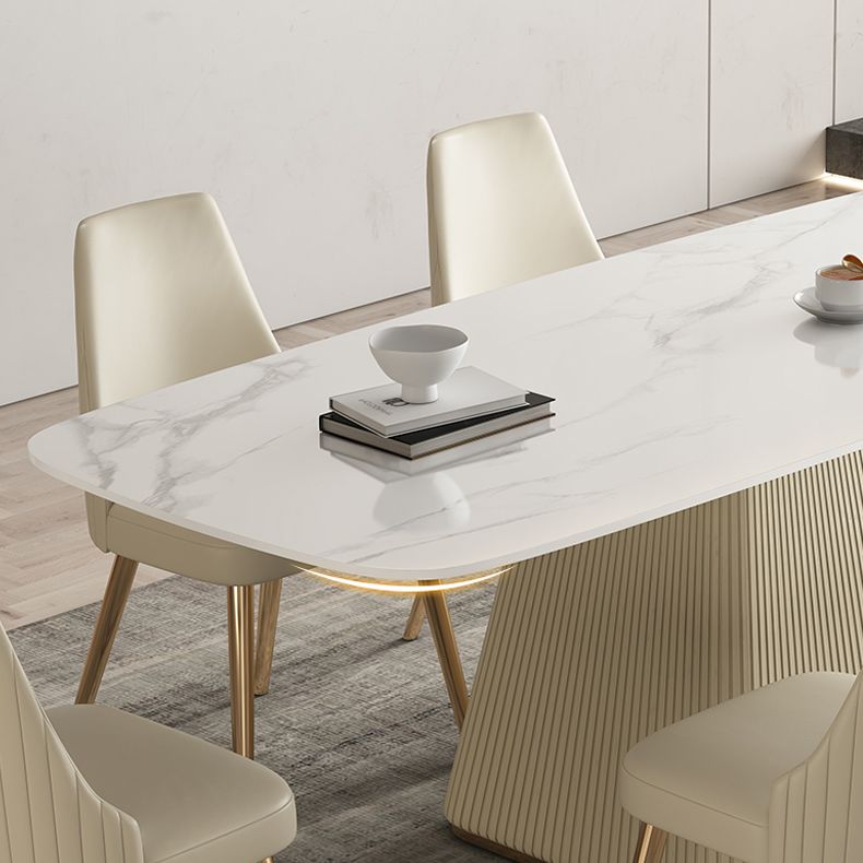 Nordic 1/2/5/7 Pieces Dining Set Sintered Stone White Table with Leather Chairs Dining Set Clearhalo 'Dining Room Sets' 'Dining Tables & Seating' 'dining_room_set' 'furn' 'furn_dining_room_set' 'Furniture' 'furniture_dining_room_set' 'Kitchen & Dining Furniture' 'kitchen&dining_furn' 'kitchen' 1200x1200_57e632b4-fca7-4644-a2ce-741b3aa1bf4d