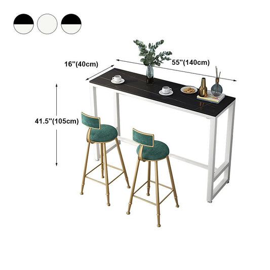 Modern Marble Table with Rectangle Table Top Black White Trestle Table-41.3" H Clearhalo 'Bar Furniture' 'Bar Tables' 'bar_tables' 'furn' 'furn_bar_tables' 'Furniture' 'furniture_bar_tables' 'Kitchen & Dining Furniture' 'kitchen&dining_furn' 'kitchen' 1200x1200_57e6b16c-3058-424e-b306-681ef874078b