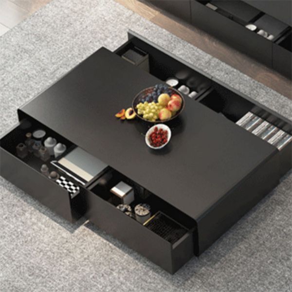Moderne stijl rechthoekige houten tafel abstracte basis salontafel