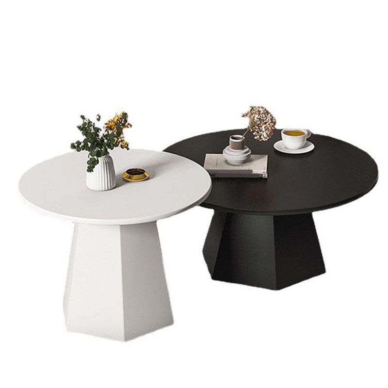 Pedestal 1/2 Black/White Coffee Table Metal Metal Round Cocktail Table