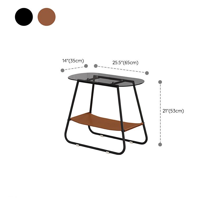 End Table Glass Sled with Storage Oval Contemporary Double Tier Side Table Clearhalo 'Coffee & Accent Tables' 'End & Side Tables' 'end_side_tables' 'furn' 'furn_end_side_tables' 'Furniture' 'Living Room Furniture' 1200x1200_57e89353-db8c-450b-95d9-842db035bb91