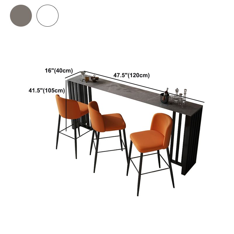 Industrial Style Rectangle Stone Bar Table 42-inch Height Metal Pedestal Bistro Table Clearhalo 'Bar Furniture' 'Bar Tables' 'bar_tables' 'furn' 'furn_bar_tables' 'Furniture' 'furniture_bar_tables' 'Kitchen & Dining Furniture' 1200x1200_57e9c0d6-5a11-4ca5-b404-a1da07ef6428