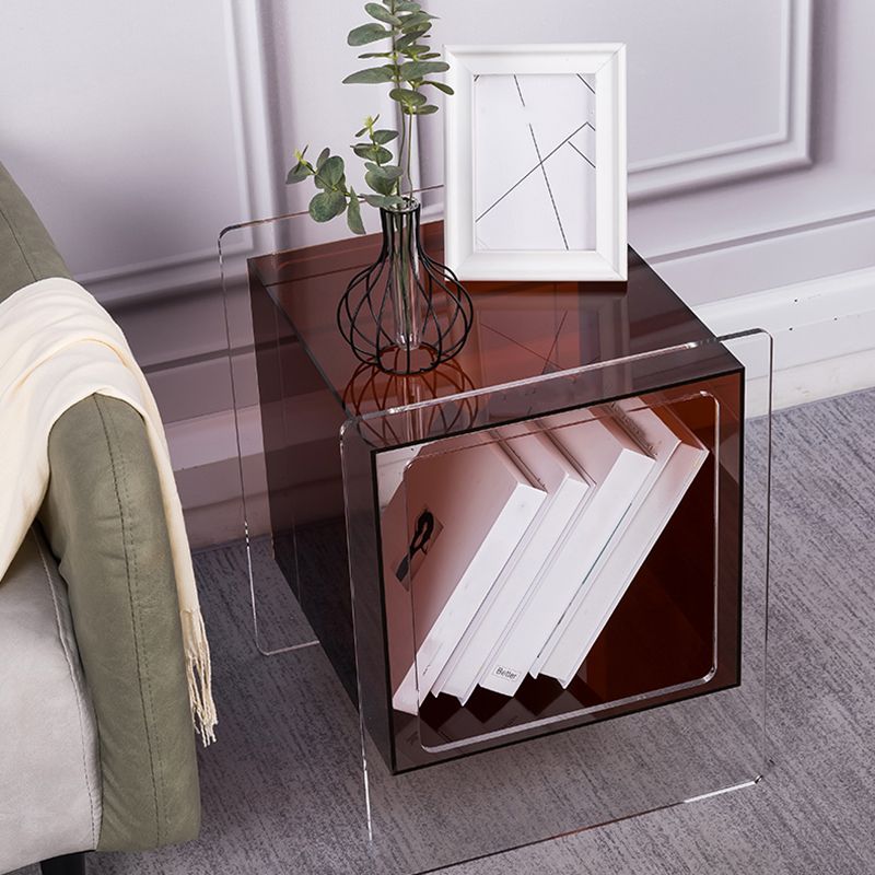 Modern Square End Table Double Tier Corner Table with Storage Clearhalo 'Coffee & Accent Tables' 'End & Side Tables' 'end_side_tables' 'furn' 'furn_end_side_tables' 'Furniture' 'Living Room Furniture' 1200x1200_57ec23ae-8b11-40a9-9b4f-4301a140102f