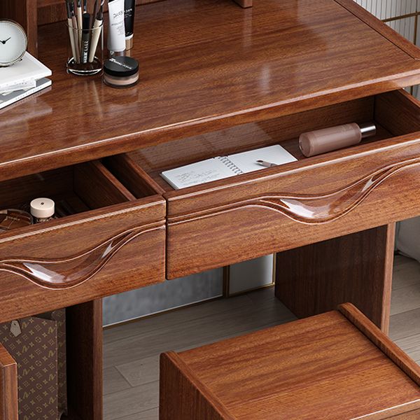 Traditional Makeup Table with 2 Drawers 15.75" Wide Vanity Tables with Mirror