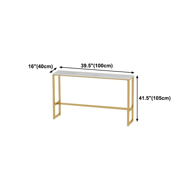 Glam Rectangle Faux Marble Bistro Table Indoor Iron Bar Dining Table with Trestle Pedestal Clearhalo 'Bar Furniture' 'Bar Tables' 'bar_tables' 'furn' 'furn_bar_tables' 'Furniture' 'furniture_bar_tables' 'Kitchen & Dining Furniture' 1200x1200_57edb02c-8c8b-4c50-890e-c94e12eb1c8e