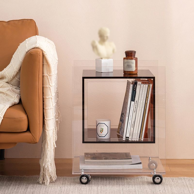 Square Shape Corner Table Acrylic Contemporary Bedroom Side Table