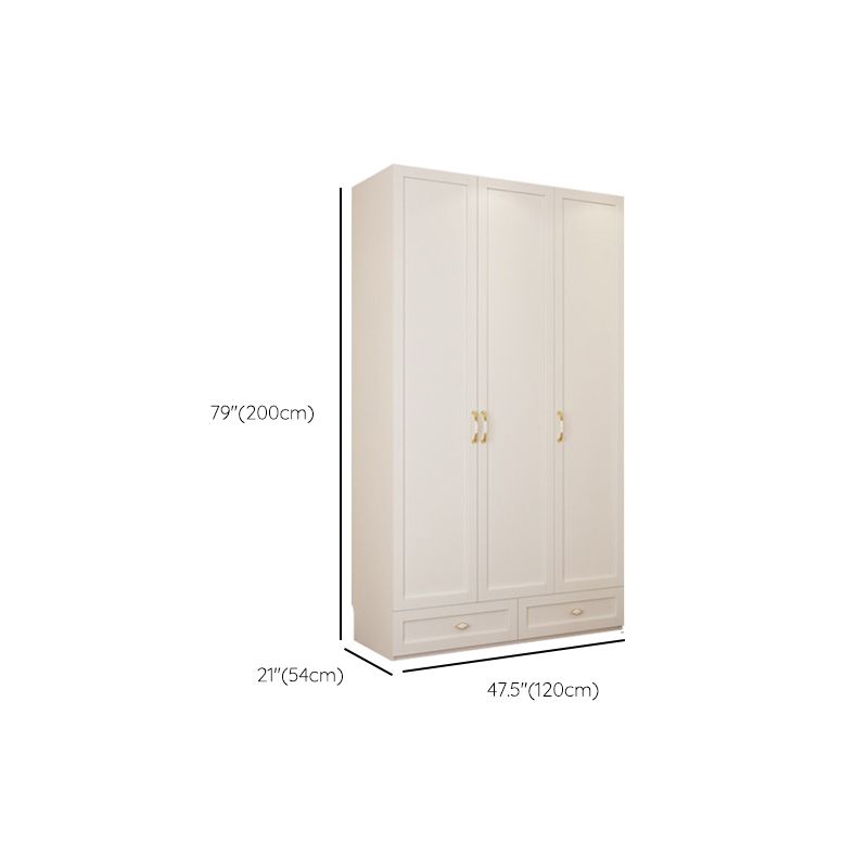 Engineered Wood Wardrobe Closet with Shelves White Wardrobe Cabinet