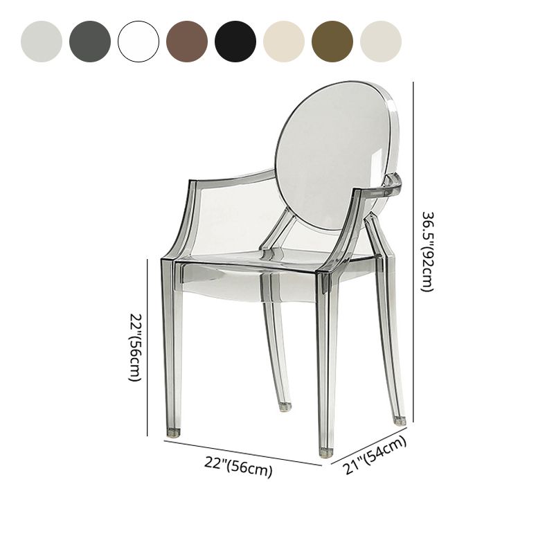Contemporary Plastic Restaurant Arm Chair Transparent Open Back Dining Chair (Set of 4) Clearhalo ' kitchen&dining_furn' 'Dining Chairs' 'Dining Tables & Seating' 'dining_chair' 'furn' 'furn_dining_chair' 'Furniture' 'furniture_dining_chair' 'Kitchen & Dining Furniture' 'kitchen' 1200x1200_57ee8b69-1999-49a9-b924-994bc27a853f
