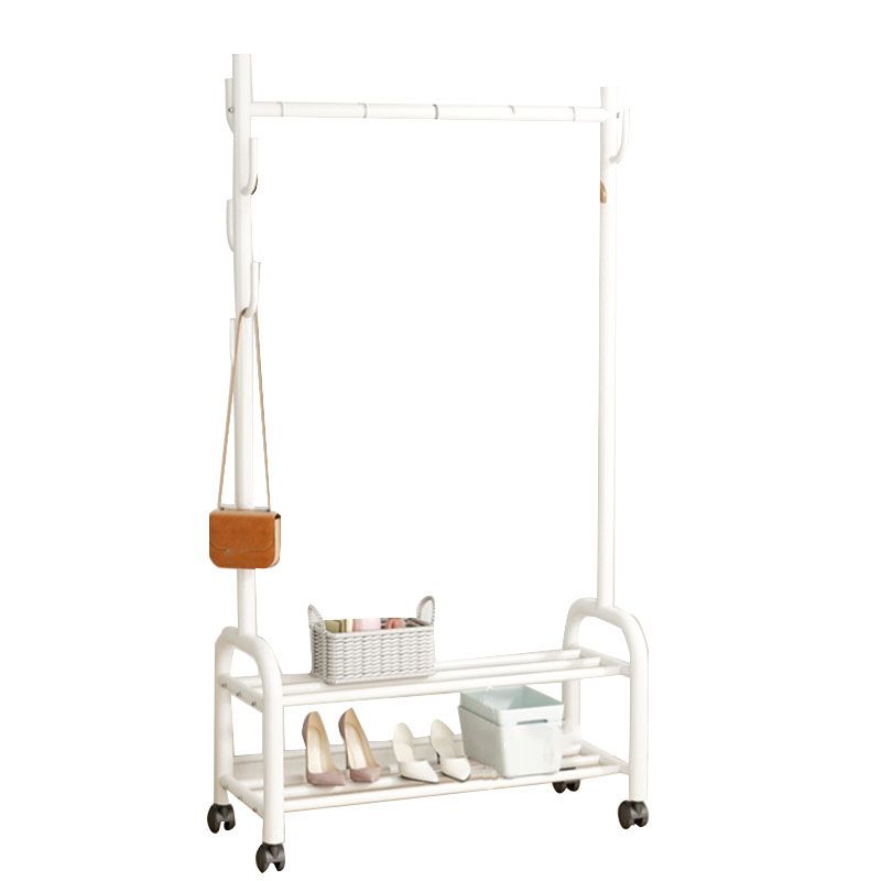 Perchera de metal de pie contemporáneo con estantería de almacenamiento con estantería de almacenamiento