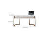 Rectangle Stone Top Bureau bureau Glam Style Writing Bureau avec base en métal pour le bureau