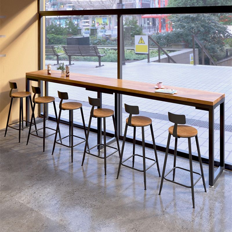 Industrial Rectangle Bar Height Table Solid Wood Bistro Bar Desk for Indoor Clearhalo 'Bar Furniture' 'Bar Tables' 'bar_tables' 'furn' 'furn_bar_tables' 'Furniture' 'Kitchen & Dining Furniture' 1200x1200_57f243e1-5619-43f4-b06c-61fc5cb65eb2