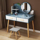 Table de maquillage contemporain avec tiroirs blancs / bleu 15,74 "W x 28,93" H