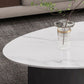 15"H Glam Coffee Table Slate Oval Single Coffee Cocktail Table
