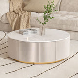 Drum Coffee Table Round Slate Top Cocktail Table with 2 Storage Drawers Clearhalo 'Coffee & Accent Tables' 'Coffee Tables' 'coffee_tables' 'furn' 'furn_coffee_tables' 'Furniture' 'Living Room Furniture' 1200x1200_57f4b587-88dc-42f8-847f-4ac66c2ea11a