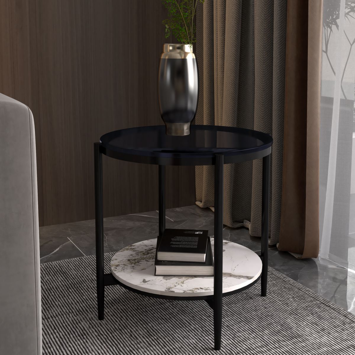 Modernistic 4 gambe rotonde a doppio livello di soggiorno tavolino