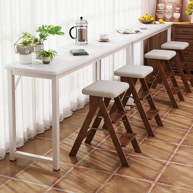 Contemporary Pub Table with Metal Frame Matte Finish Faux Wood Top Bar Table Clearhalo 'Bar Furniture' 'Bar Tables' 'bar_tables' 'furn' 'furn_bar_tables' 'Furniture' 'Kitchen & Dining Furniture' 1200x1200_57f74956-b4ed-4afb-b79e-6b526d55fb9a