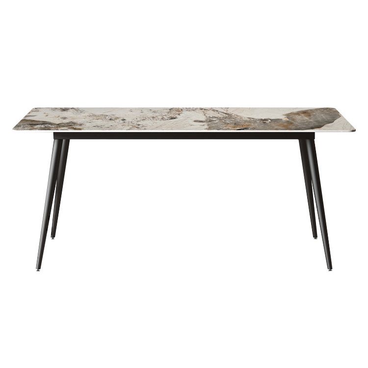 Simplicity Rectangle Dining Room Table Grey Sintered Stone Table with 4 Black Legs Clearhalo ' dining_table' 'Dining Tables & Seating' 'Dining Tables' 'furn' 'furn_dining_table' 'Furniture' 'furniture_dining_table' 'Kitchen & Dining Furniture' 'kitchen&dining_furn' 'kitchen' 'kitchen_dining_table' 1200x1200_57f7f48b-3371-4df8-870d-ef465e817713