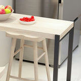 Mesa de bistro de madera de pino rectangular mesa de pub moderna con base de metal