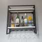 Modern Wall Mounted Wine Racks Metal Wine Jail With Glass Holder & Storage Shelf Clearhalo 'furn' 'furn_wine_racks' 'Furniture' 'Kitchen & Dining Furniture' 'Wine Racks' 'wine_racks' 1200x1200_57fb3725-5306-4f08-89bc-340ae65013be