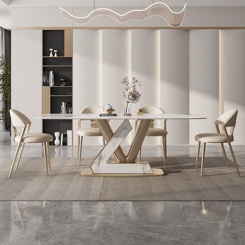 Rectangle Dining Table Set 1/5 Pcs Metal Frame Dining Table and Chairs Clearhalo 'Dining Room Sets' 'Dining Tables & Seating' 'dining_room_set' 'furn' 'furn_dining_room_set' 'Furniture' 'Kitchen & Dining Furniture' 1200x1200_57fb4292-804d-49bd-b08d-85f278bcc105