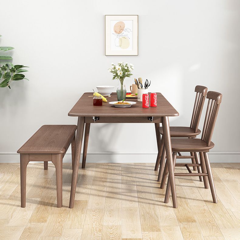 Rubberwood Rectangle Dining Table Extendable Table with Wooden Base and Legs Clearhalo ' dining_table' 'Dining Tables & Seating' 'Dining Tables' 'furn' 'furn_dining_table' 'Furniture' 'furniture_dining_table' 'Kitchen & Dining Furniture' 'kitchen&dining_furn' 'kitchen' 'kitchen_dining_table' 1200x1200_57fd7c09-a9f3-40fa-a747-b22d56c0b336