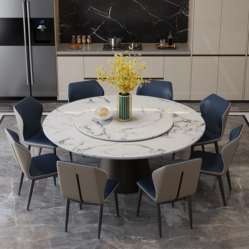 Round Pedestal Dining Site Table Contemporary Dinner Table with Turntable Clearhalo ' dining_table' 'Dining Tables & Seating' 'Dining Tables' 'furn' 'furn_dining_table' 'Furniture' 'furniture_dining_table' 'Kitchen & Dining Furniture' 'kitchen&dining_furn' 'kitchen' 'kitchen_dining_table' 1200x1200_57fe3c86-07ae-4036-898b-86b77452c50d
