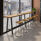 Indoor Rectangle Pub Set 1/6 Pcs Solid Wood Bar Table and Stools