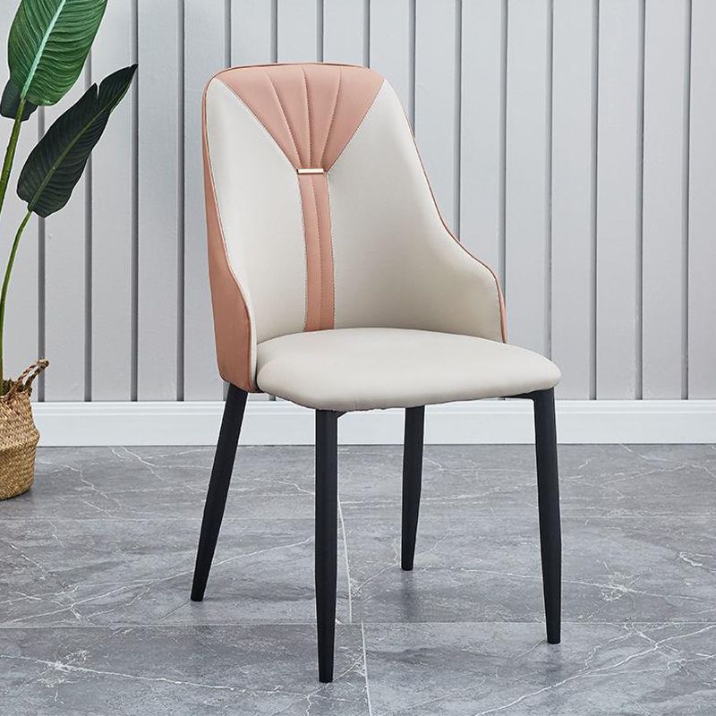 PU Leather Dining Chairs Industrial Style Arm Chair with Black Legs