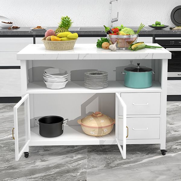 33.46" High Rolling Industrial Kitchen Island Stone Kitchen Island Table Clearhalo 'furn' 'furn_kitchen_islands_carts' 'Furniture' 'Kitchen & Dining Furniture' 'Kitchen Islands & Carts' 'kitchen_islands_carts' 1200x1200_5800e0f2-9305-4947-828a-999ab5864b7e