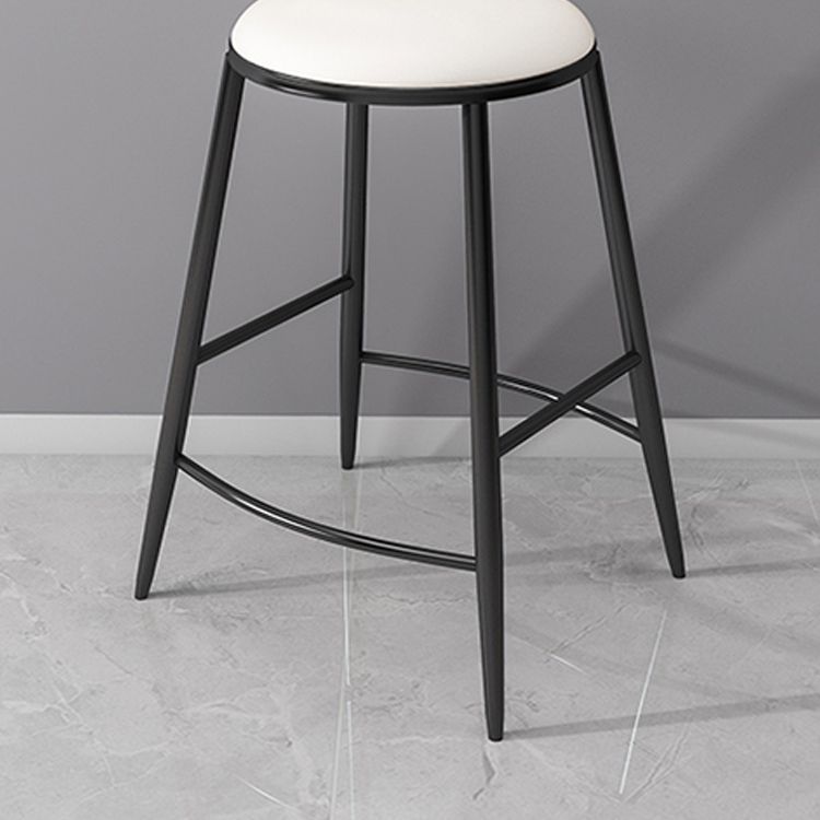 Indoor Round Modern Bar & Counter Stool White Upholstered Low Back Counter Bar Stool