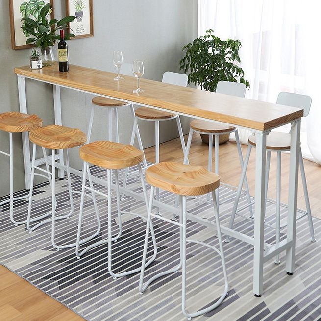 Pine Wood Bar Dining Table Modern Rectangle Bar Table with Trestle for Milk Tea Shop Clearhalo 'Bar Furniture' 'Bar Tables' 'bar_tables' 'furn' 'furn_bar_tables' 'Furniture' 'furniture_bar_tables' 'Kitchen & Dining Furniture' 1200x1200_580194f4-fd6f-4a25-8316-de1b68f18bfd