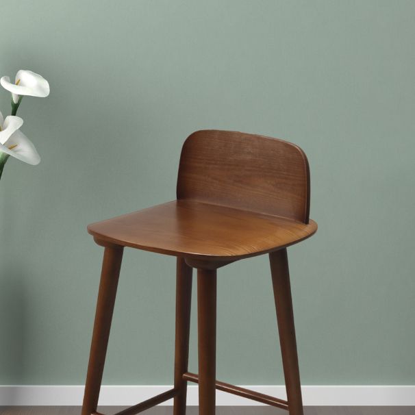 Taburete de bar contemporáneo con respaldo bajo, taburete de bar de madera de caucho para interiores