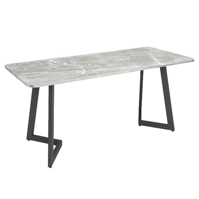 Industrial Gray Dinner Room Kitchen Table Sintered Stone Table with Black Frame Clearhalo ' dining_table' 'Dining Tables & Seating' 'Dining Tables' 'furn' 'furn_dining_table' 'Furniture' 'furniture_dining_table' 'Kitchen & Dining Furniture' 'kitchen&dining_furn' 'kitchen' 'kitchen_dining_table' 1200x1200_58037572-a635-412e-9f97-df54ef2a83d6
