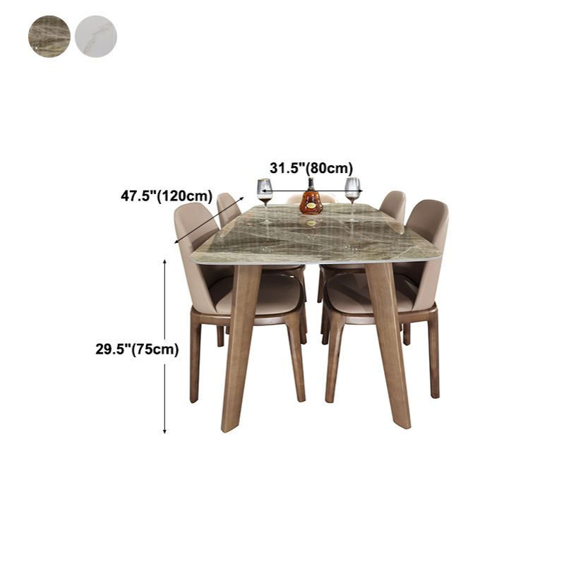 Stone Top Dining Table Mid-Century Modern Table with 4 Legs in Brown Clearhalo 'Dining Tables & Seating' 'Dining Tables' 'dining_table' 'furn' 'furn_dining_table' 'Furniture' 'furniture_dining_table' 'Kitchen & Dining Furniture' 'kitchen' 'kitchen_dining_table' 1200x1200_5806bb21-2deb-4d55-b791-3f8230303fdc