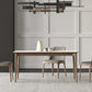 White Stone Top Table Mid-Century Modern Rectangle Table with 4 Wood Legs Clearhalo 'Dining Tables & Seating' 'Dining Tables' 'dining_table' 'furn' 'furn_dining_table' 'Furniture' 'furniture_dining_table' 'Kitchen & Dining Furniture' 'kitchen' 'kitchen_dining_table' 1200x1200_5809a227-788e-4d21-bd74-074382821cbf
