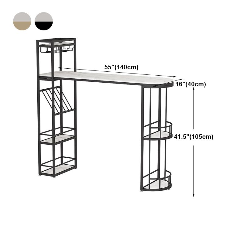 Modern Bar Dining Table Indoor Bar Height Table with Shelves 42-Inch Top Clearhalo 'Bar Furniture' 'Bar Tables' 'bar_tables' 'furn' 'furn_bar_tables' 'Furniture' 'furniture_bar_tables' 'Kitchen & Dining Furniture' 'kitchen&dining_furn' 'kitchen' 1200x1200_5809ce7c-8b0d-4924-aae3-ba2620ba08fc