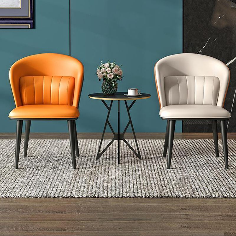 Sillas de comedor de cuero modernas de cuero con ala silla lateral de comedor sin brazo