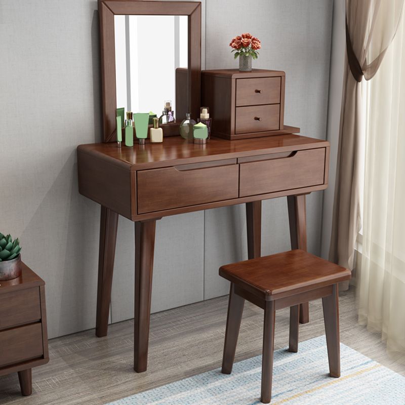 Skandinavischer Massivholz -Waschtisch mit Spiegel, 30,7 "groß