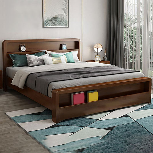 Traditionelles Standard -Bettkiefernholz -Holzpaneel rechteckige Bettrahmen in Natur- und Walnuss