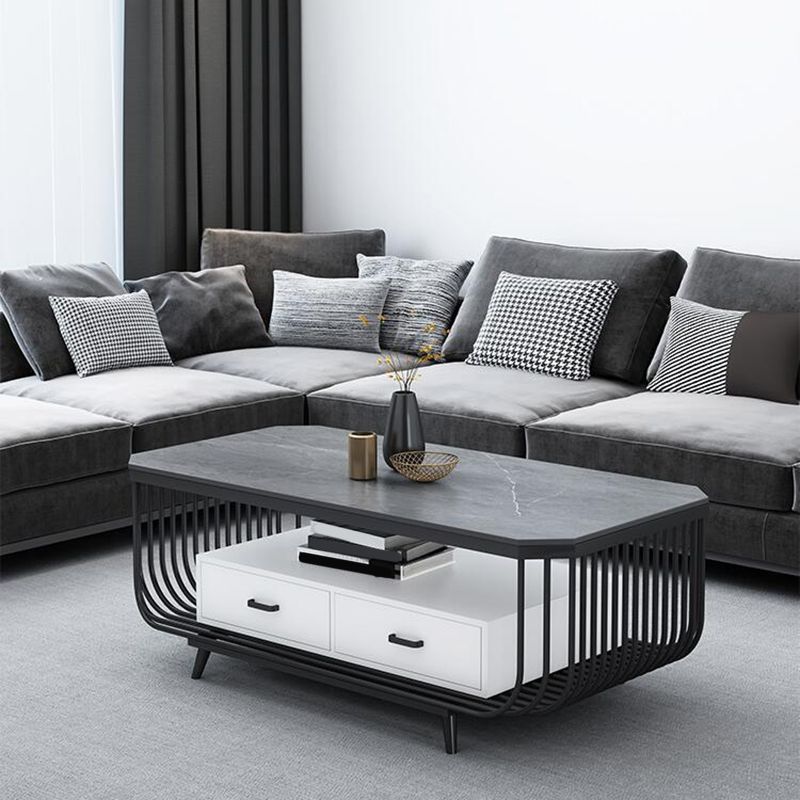 Glam Slate Coffee Table Rectangle Coffee or End Table with Shelf Clearhalo 'Coffee & Accent Tables' 'Coffee Tables' 'coffee_tables' 'furn' 'furn_coffee_tables' 'Furniture' 'Living Room Furniture' 1200x1200_580fdb65-ec84-4d3f-afca-0908414b26e7