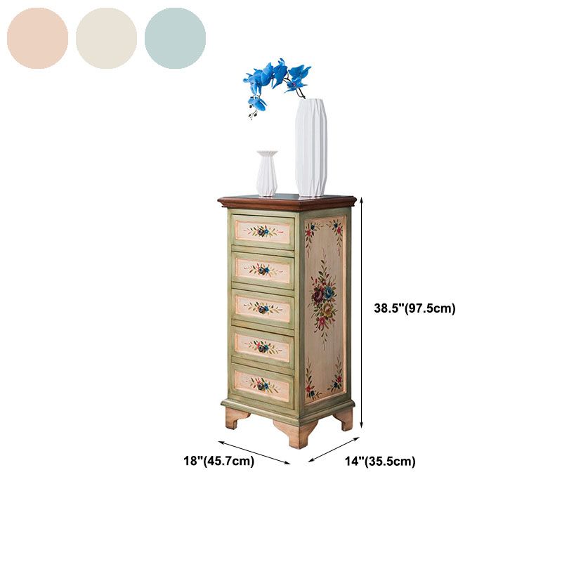 Traditionele verticale thuiskist houten opbergkist met laden