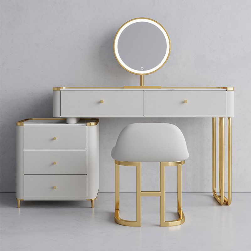 Bureau de vanité en verre de 15,74 "avec 5 tiroirs de rangement