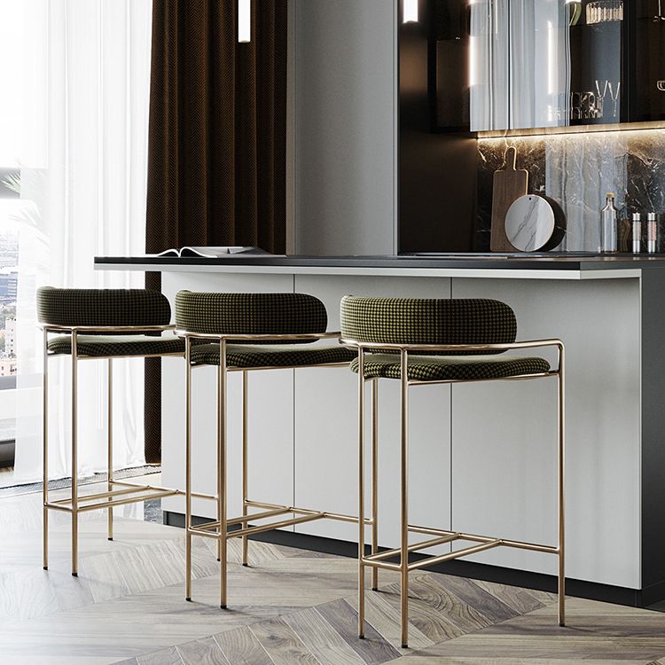 29.53" Glam Bar and Counter Stool Low Back Stool with 4 Metal Legs Clearhalo 'Bar Furniture' 'Bar Stools' 'bar_stools' 'furn' 'furn_bar_stools' 'Furniture' 'furniture_bar_stools' 'Kitchen & Dining Furniture' 1200x1200_58136469-7fbf-4512-831e-ed3afd84aac2