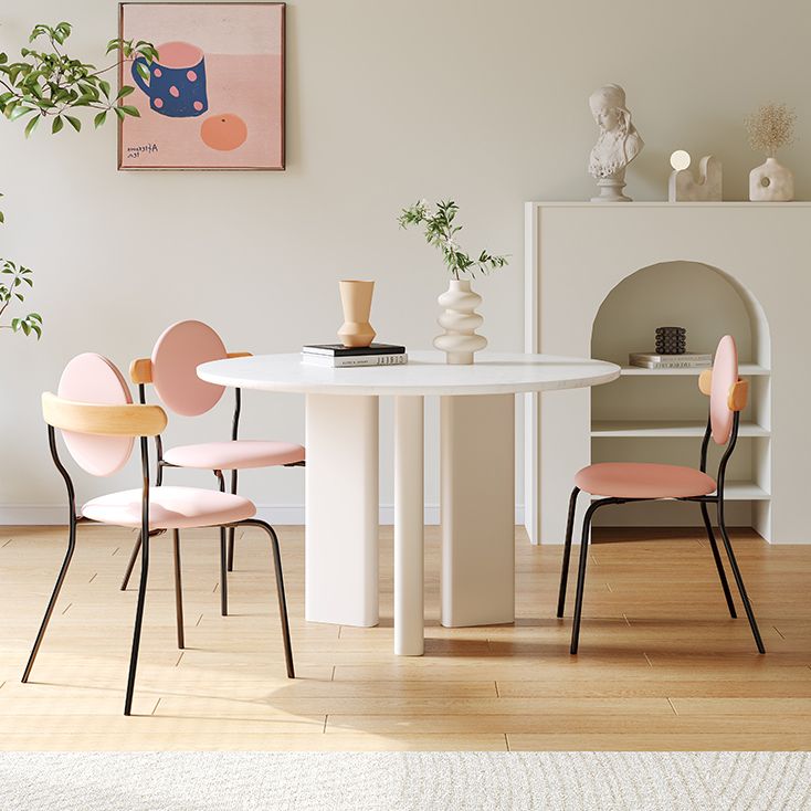Scandinavian Round Cream White Dining Table for 2-4 People Artificial Wood Table Top with Tripod Leg Clearhalo 'Dining Tables & Seating' 'Dining Tables' 'dining_table' 'furn' 'furn_dining_table' 'Furniture' 'Kitchen & Dining Furniture' 1200x1200_5813ce80-0605-4cc7-9d67-2a247520ff32