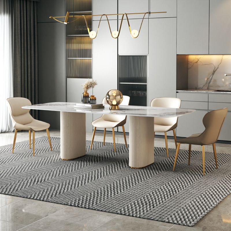 Modern Sintered Stone Table Dining Rectangle Table with Metal Legs for Kitchen Clearhalo 'Dining Tables & Seating' 'Dining Tables' 'dining_table' 'furn' 'furn_dining_table' 'Furniture' 'Kitchen & Dining Furniture' 1200x1200_5814ce64-e308-40ab-a1df-cf544351c8ee
